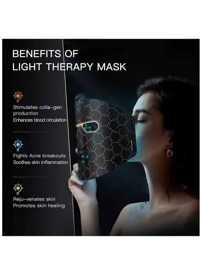 BLOOMING TIME LED Light Therapy Face Mask with Red Blue Yellow Light – Skin Rejuvenation Device for Anti-Aging, Wrinkle Reduction & Acne Care ,Home Use Facial Beauty Mask - Image 3